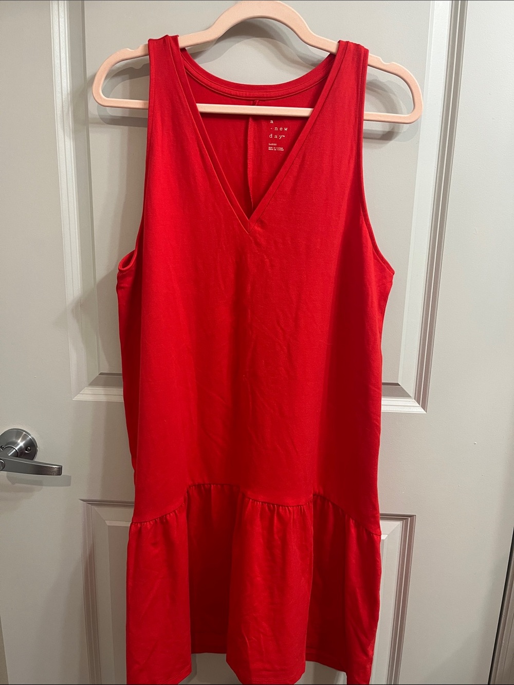 a new day Bright Red V-Neck Sleeveless Drop-Waist Dress
